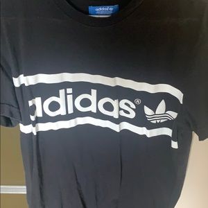 Adidas black t shirt and white logo size L